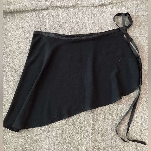 🖤 Sheer Black Wrap Ballet Skirt with Ribbon Tie ♠️ - Picture 3 of 5